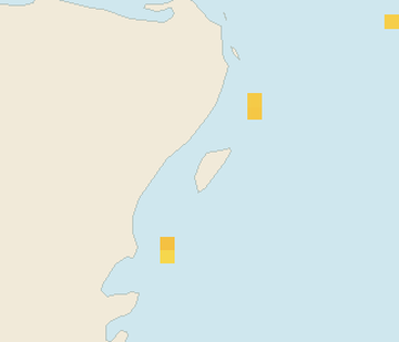 Satellite floating-algae map near Cozumel (west coast), Aug 2024 (opens full map image in a new tab)