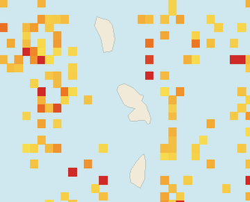 Satellite floating-algae map near Martinique West Coast, Aug 2024 (opens full map image in a new tab)