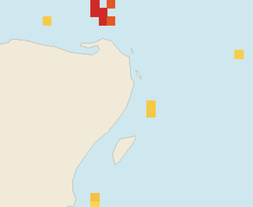 Satellite floating-algae map near Puerto Morelos, Aug 2024 (opens full map image in a new tab)