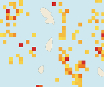 Satellite floating-algae map near Saint Lucia East Coast, Aug 2024 (opens full map image in a new tab)