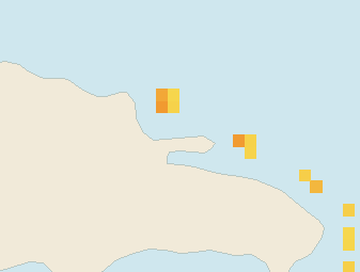Satellite floating-algae map near Las Terrenas, Sep 2024 (opens full map image in a new tab)