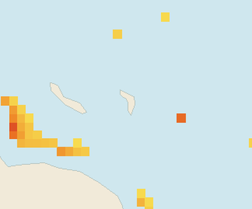Satellite floating-algae map near Bonaire, Jan 2025 (opens full map image in a new tab)