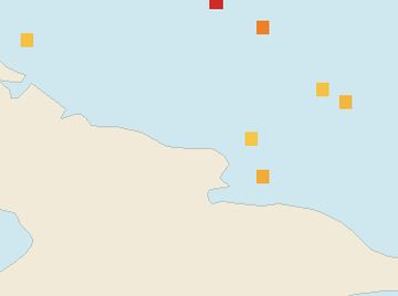 Satellite floating-algae map near Guardalavaca, Jan 2025 (opens full map image in a new tab)