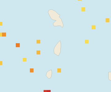 Satellite floating-algae map near Saint Lucia West Coast, Jan 2025 (opens full map image in a new tab)