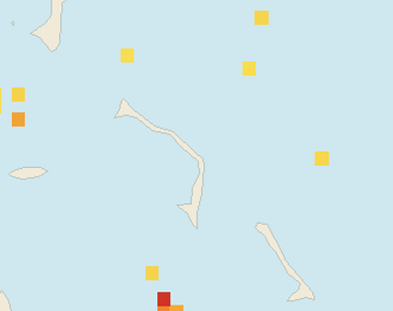 Satellite floating-algae map near Eleuthera, Feb 2025 (opens full map image in a new tab)