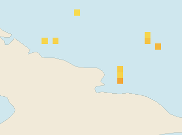 Satellite floating-algae map near Guardalavaca, Feb 2025 (opens full map image in a new tab)