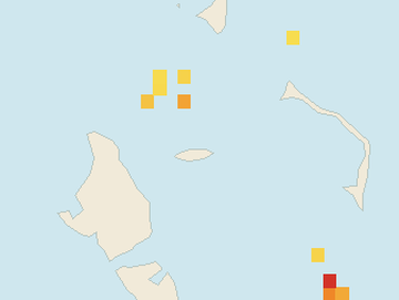Satellite floating-algae map near Nassau and Cable Beach, Feb 2025 (opens full map image in a new tab)