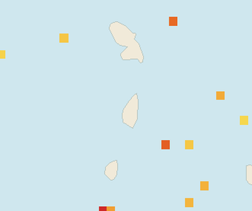 Satellite floating-algae map near Saint Lucia West Coast, Feb 2025 (opens full map image in a new tab)
