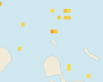 Satellite floating-algae map near Aruba Palm and Eagle Beach, Mar 2025 (opens full map image in a new tab)