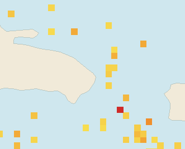 Satellite floating-algae map near Punta Cana and Bavaro, Apr 2025 (opens full map image in a new tab)