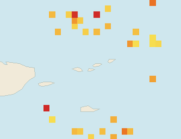 Satellite floating-algae map near St. John, Apr 2025 (opens full map image in a new tab)