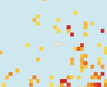 Satellite floating-algae map near Grand Cayman (Seven Mile Beach), May 2025 (opens full map image in a new tab)