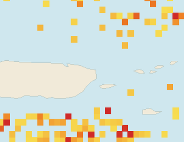 Satellite floating-algae map near Luquillo, May 2025 (opens full map image in a new tab)