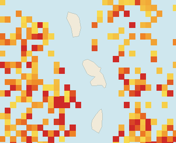 Satellite floating-algae map near Martinique West Coast, May 2025 (opens full map image in a new tab)