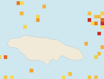 Satellite floating-algae map near Ocho Rios, May 2025 (opens full map image in a new tab)