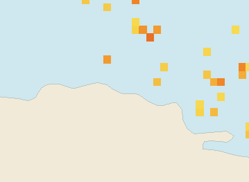 Satellite floating-algae map near Puerto Plata and Cabarete, May 2025 (opens full map image in a new tab)