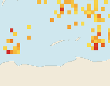 Satellite floating-algae map near Roatan, May 2025 (opens full map image in a new tab)