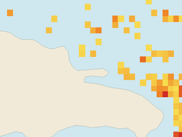 Satellite floating-algae map near Las Terrenas, May 2025 (opens full map image in a new tab)