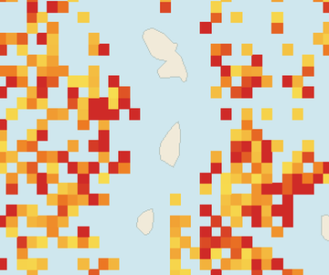 Satellite floating-algae map near Saint Lucia West Coast, May 2025 (opens full map image in a new tab)
