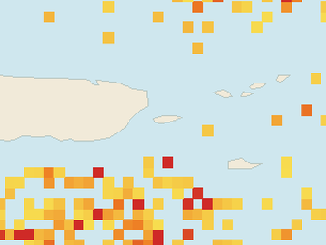 Satellite floating-algae map near Vieques, May 2025 (opens full map image in a new tab)