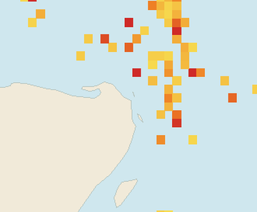 Satellite floating-algae map near Costa Mujeres, Jun 2025 (opens full map image in a new tab)