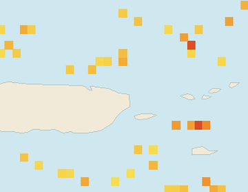 Satellite floating-algae map near Luquillo, Jun 2025 (opens full map image in a new tab)