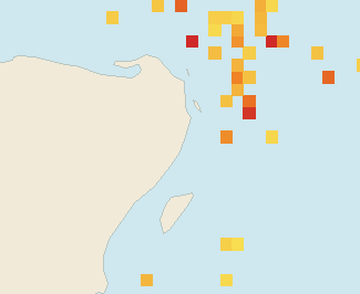 Satellite floating-algae map near Puerto Morelos, Jun 2025 (opens full map image in a new tab)