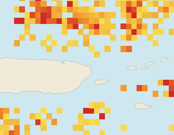 Satellite floating-algae map near Luquillo, Jul 2025 (opens full map image in a new tab)