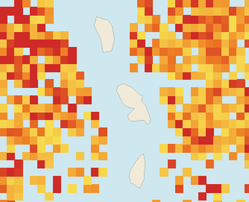 Satellite floating-algae map near Martinique West Coast, Jul 2025 (opens full map image in a new tab)