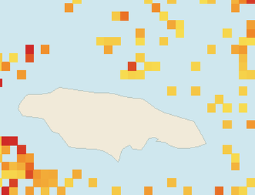 Satellite floating-algae map near Ocho Rios, Jul 2025 (opens full map image in a new tab)