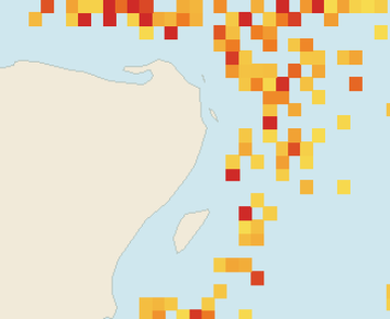 Satellite floating-algae map near Puerto Morelos, Jul 2025 (opens full map image in a new tab)