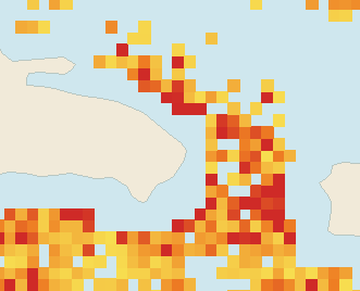 Satellite floating-algae map near Punta Cana and Bavaro, Jul 2025 (opens full map image in a new tab)