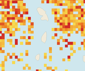 Satellite floating-algae map near Saint Lucia West Coast, Jul 2025 (opens full map image in a new tab)