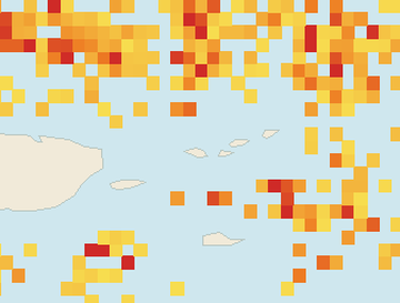 Satellite floating-algae map near St. Thomas, Jul 2025 (opens full map image in a new tab)