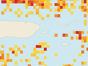 Satellite floating-algae map near Vieques, Jul 2025 (opens full map image in a new tab)