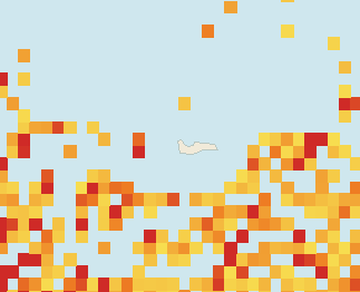Satellite floating-algae map near Grand Cayman (Seven Mile Beach), Aug 2025 (opens full map image in a new tab)