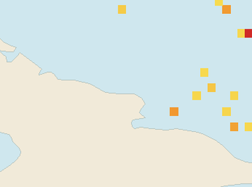 Satellite floating-algae map near Guardalavaca, Aug 2025 (opens full map image in a new tab)