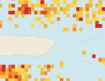 Satellite floating-algae map near Luquillo, Aug 2025 (opens full map image in a new tab)