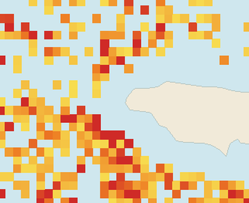 Satellite floating-algae map near Negril, Aug 2025 (opens full map image in a new tab)