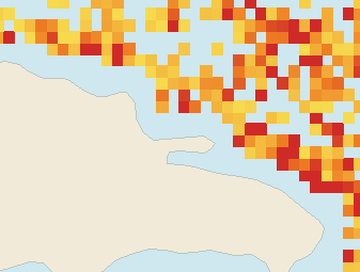 Satellite floating-algae map near Las Terrenas, Aug 2025 (opens full map image in a new tab)
