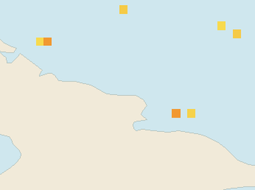 Satellite floating-algae map near Guardalavaca, Sep 2025 (opens full map image in a new tab)