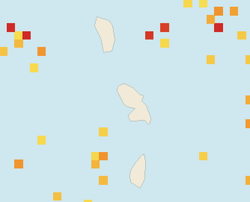 Satellite floating-algae map near Martinique West Coast, Sep 2025 (opens full map image in a new tab)
