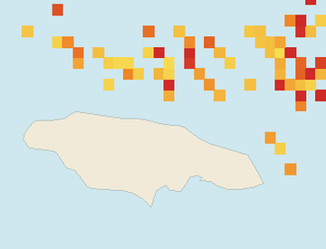 Satellite floating-algae map near Ocho Rios, Sep 2025 (opens full map image in a new tab)