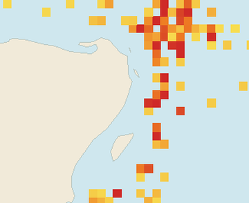 Satellite floating-algae map near Puerto Morelos, Sep 2025 (opens full map image in a new tab)