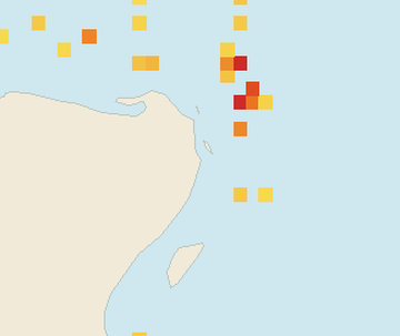 Satellite floating-algae map near Cancun Hotel Zone, Oct 2025 (opens full map image in a new tab)