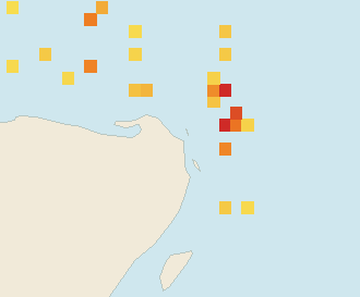 Satellite floating-algae map near Costa Mujeres, Oct 2025 (opens full map image in a new tab)