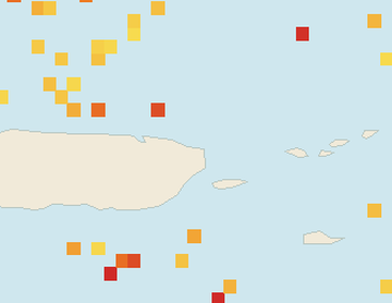 Satellite floating-algae map near Luquillo, Oct 2025 (opens full map image in a new tab)