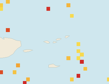 Satellite floating-algae map near St. John, Oct 2025 (opens full map image in a new tab)