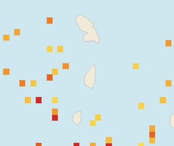 Satellite floating-algae map near Saint Lucia West Coast, Oct 2025 (opens full map image in a new tab)