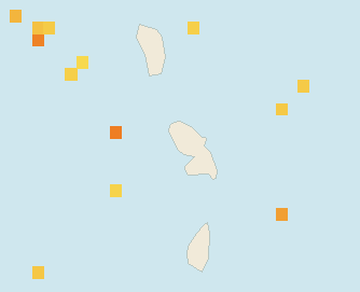 Satellite floating-algae map near Martinique West Coast, Nov 2025 (opens full map image in a new tab)